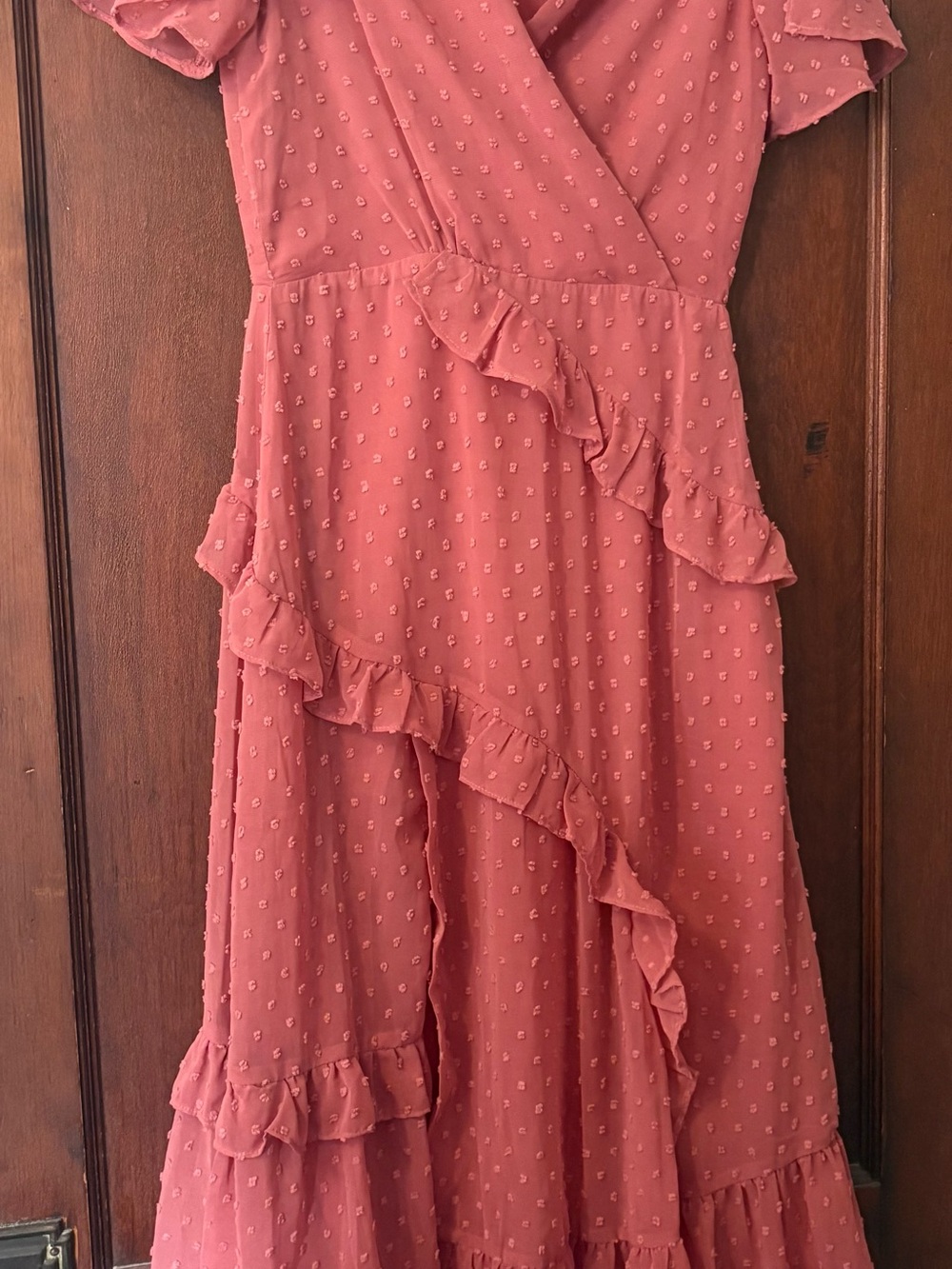 Lulu's Dusty Rose Ruffle Wrap Midi Dress